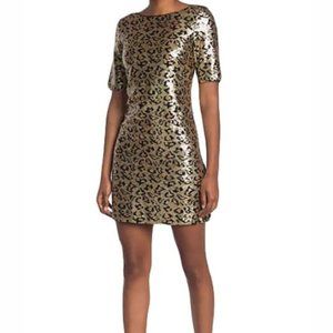 Betsey Johnson Women's Leopard Sequined Mini Cocktail Dress